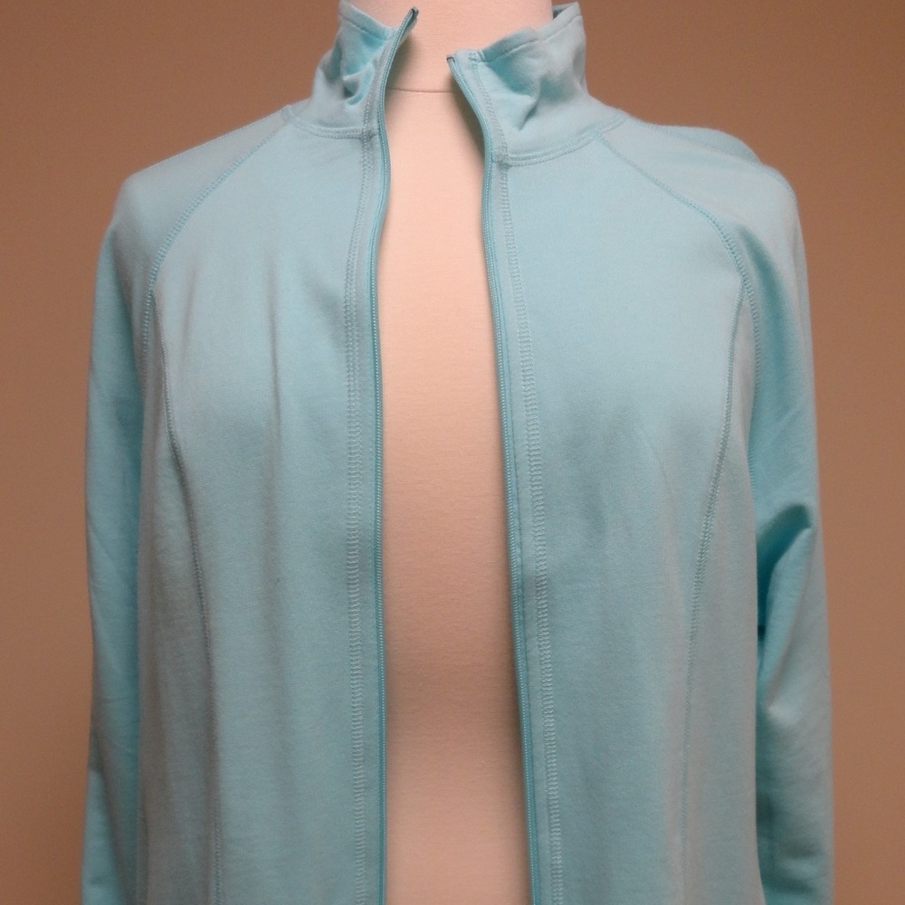 Exertek Athletic Jacket in Aqua.  No pockets/hood